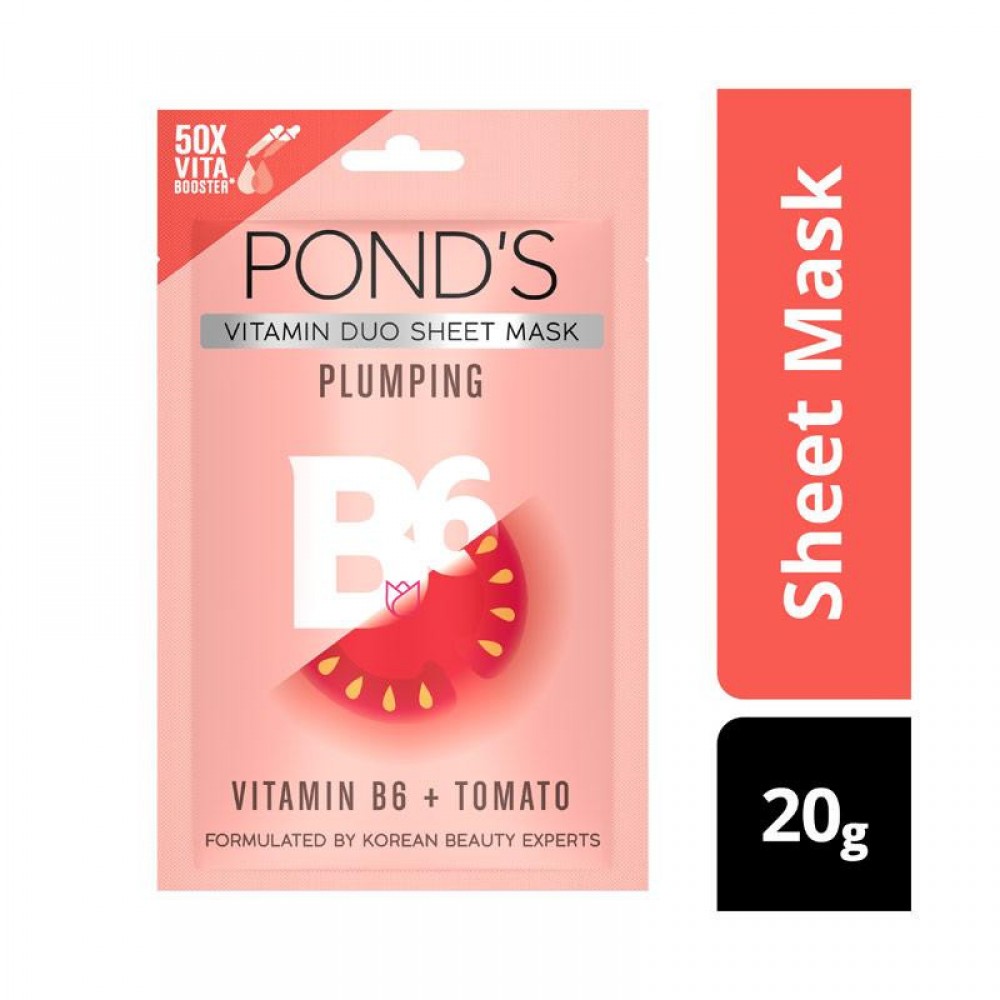 POND'S Vitamin Duo Sheet Mask Plumping Vitamin B6 Tomato (20g)