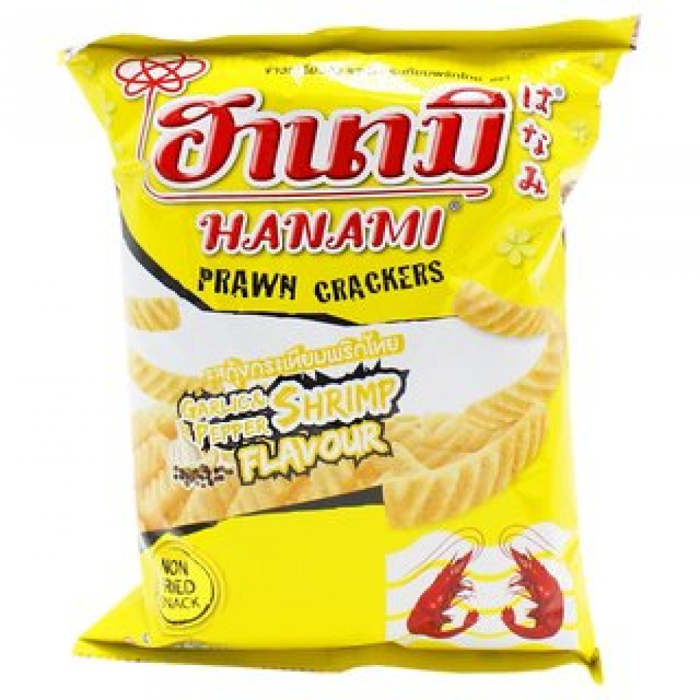 Hanami Prawn Crackers Garlic Pepper & Shrimp Flavour 60g