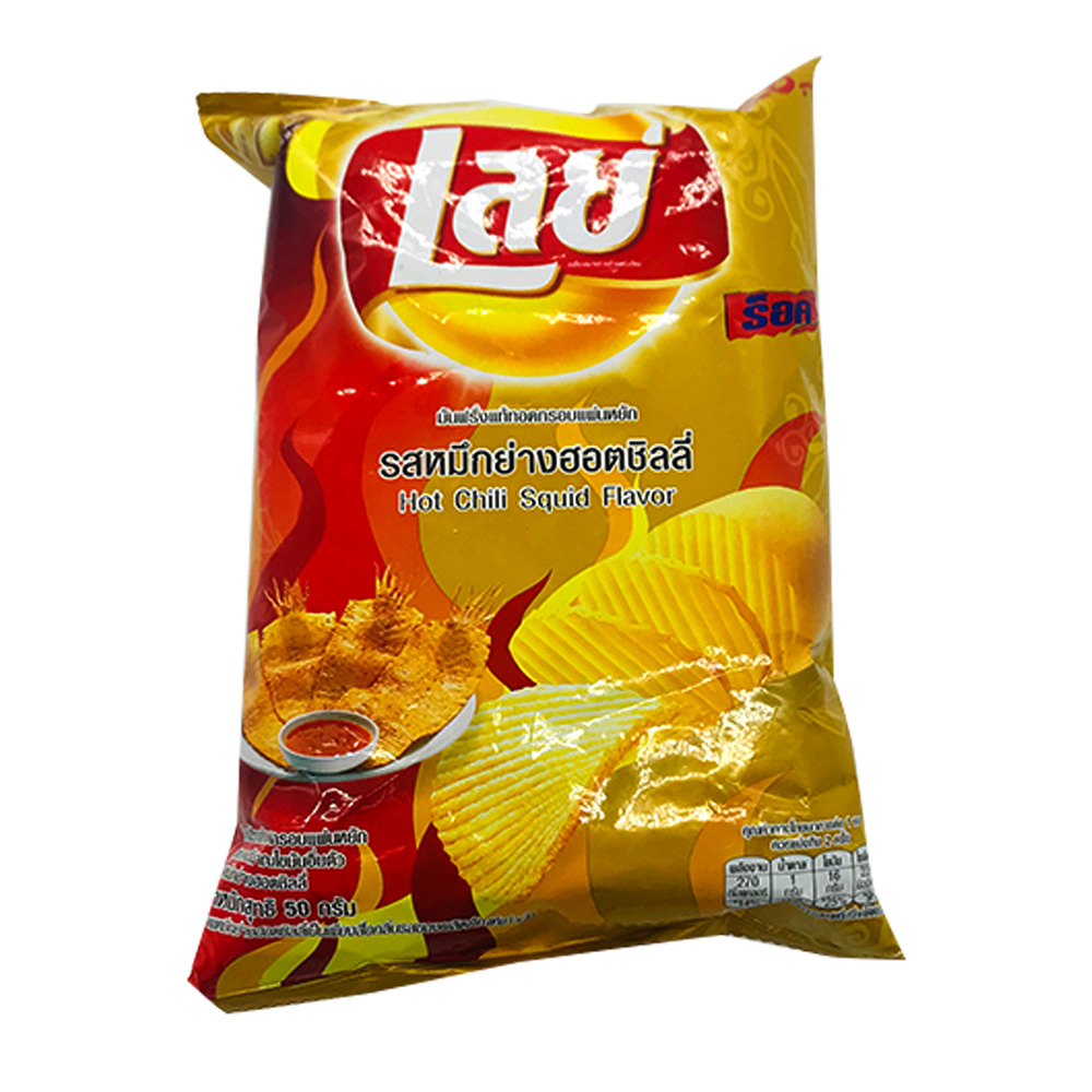 Lay's Ridged Potato Snack With Hot Chilli Squid 50g