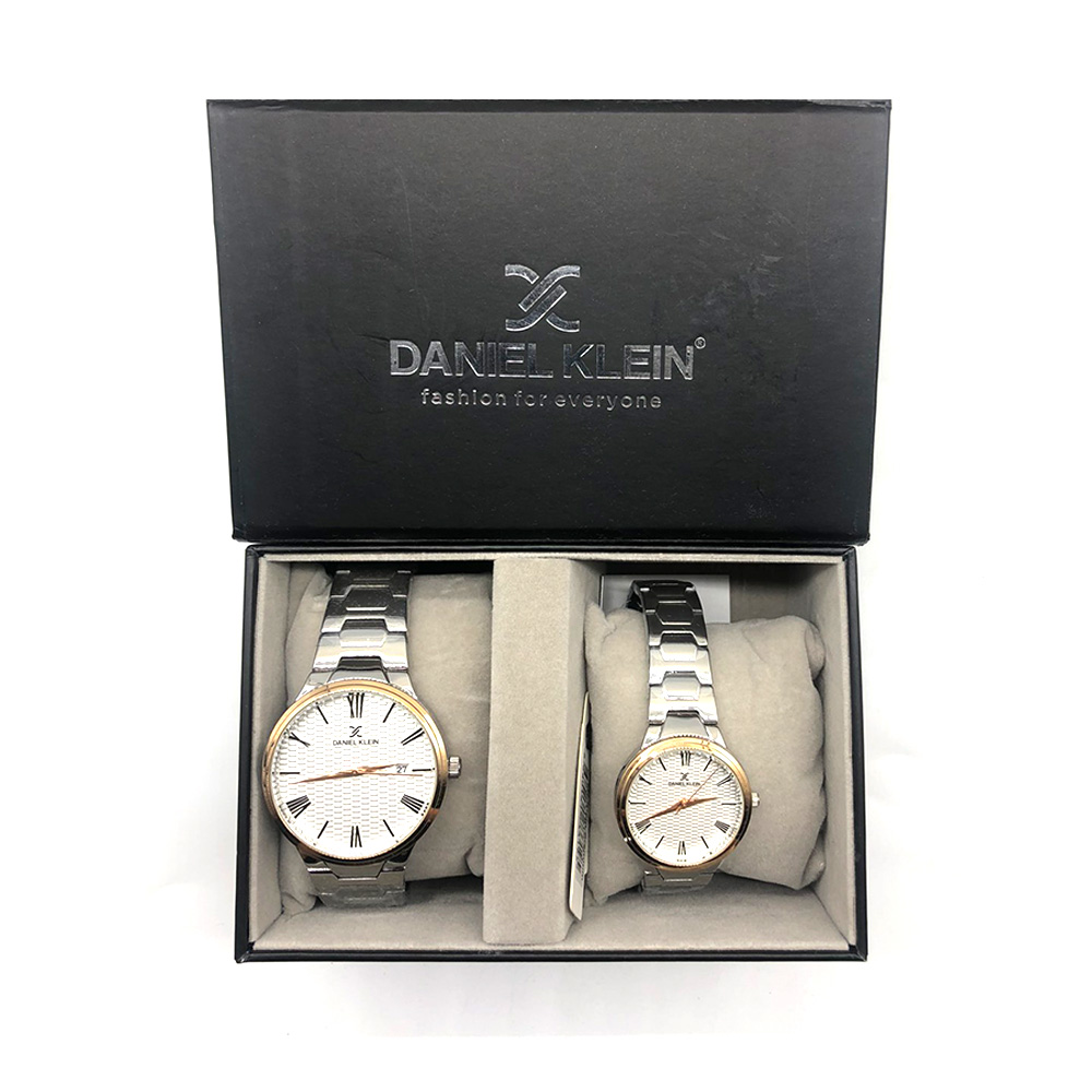 Daniel Klein Sliver Dial Gentlemen & Women's Watch Pair dk11916-3-L