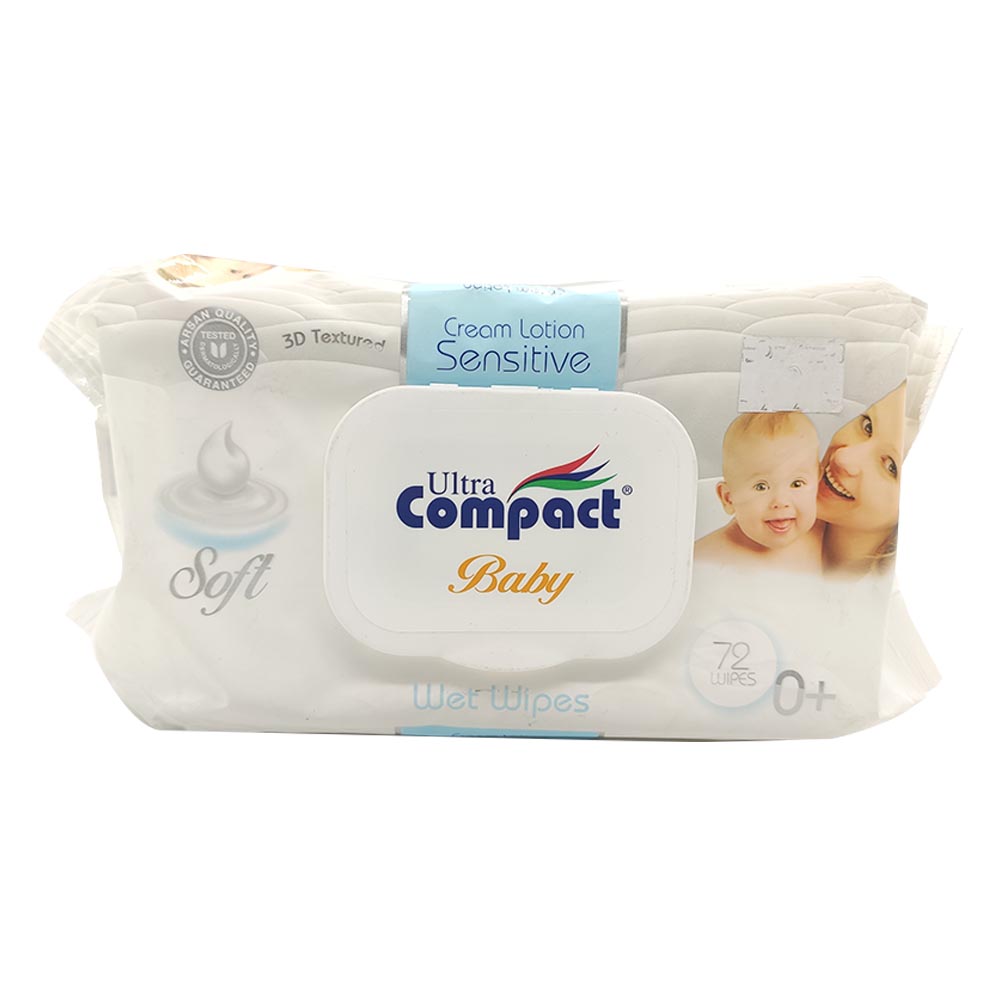 Ultra Compact Cream Lotion Sensitive Baby Wet Wipes 72pcs