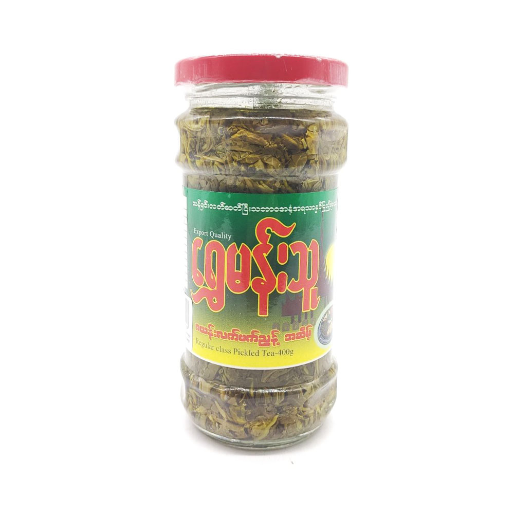 Shwe Man Thu Regular Class Bottle Zayan Pickled Tea Leaf (Sweet) 400g